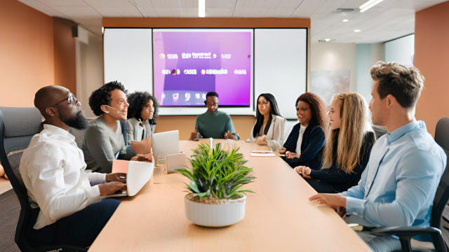 social media marketers in an office conference room
